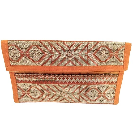 Rolfs Vintage Brown Orange Gray Aztec Design Bifold Hook & Loop Wallet, Unisex - Picture 1 of 15